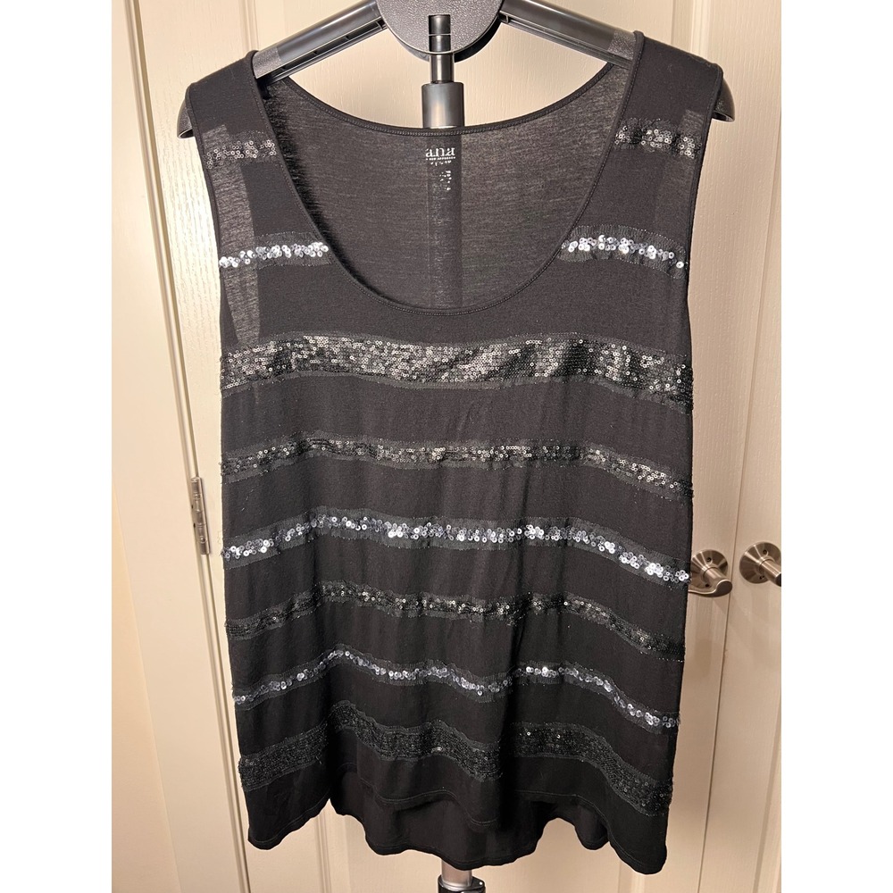 Vintage Y2K Sequin Sheer Tank Indie Sleaze Glam Grunge Black Going Out Holiday